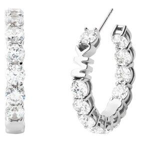 Michael Kors Silver-Tone Hoop Cubic Zirconia Earrings